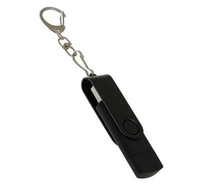 USB-флешка на 64 Гб 2 в 1 поворотный механизм, c дополнительным разъемом Type-C с одноцветным металлическим клипом, черный