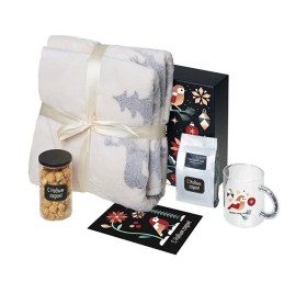 подарочный набор с пледом, кружкой и чаем