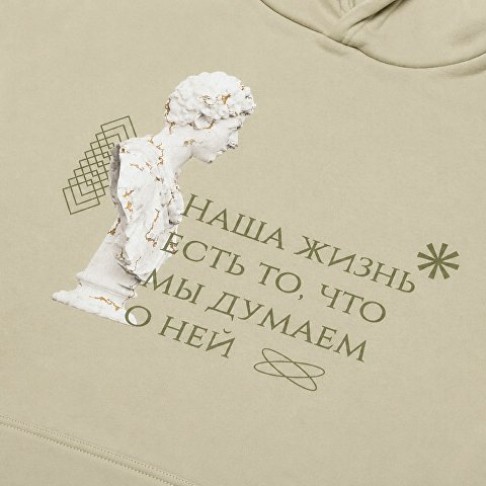 Толстовка с капюшоном оверсайз «Berlin» унисекс, зеленый оливковый, текстильный принтер