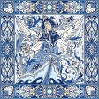 Платок «Царевна-Лебедь» 100% шелк, синий