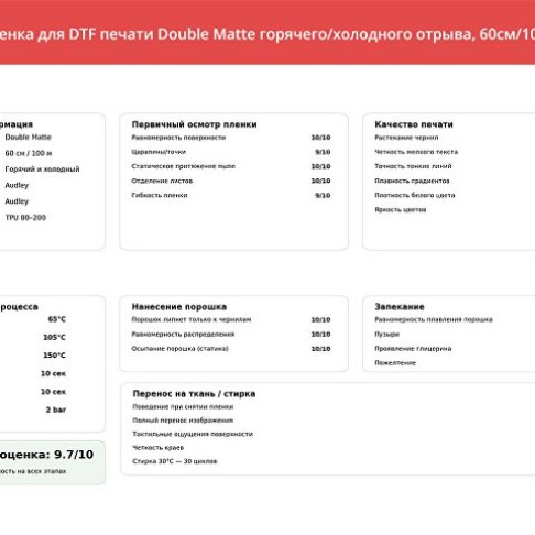 Пленка для DTF печати Double Matte (горячего / холодного отрыва) 60 см х100 м