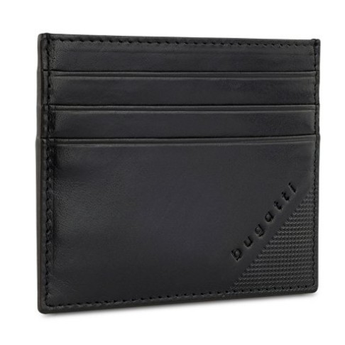 Портмоне для кредитных карт BUGATTI АРИСТОКРАТ | NOBILE, с защитой данных RFID, черное, натуральная воловья кожа, 10х0,3х8 см