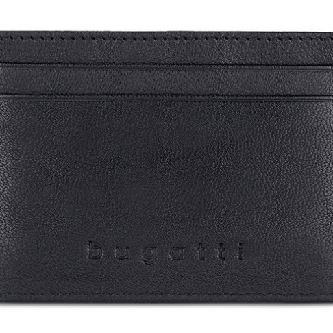 Портмоне для кредитных карт BUGATTI ЧЕРНАЯ МАГИЯ | BLACK MAGIC, с защитой данных RFID, черное, натуральная кожа козы, 10х0,5х7 см
