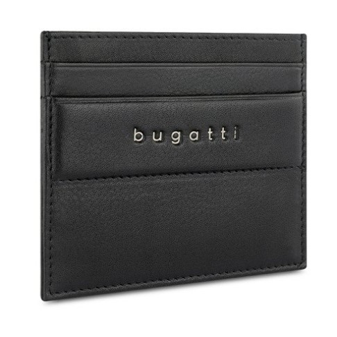 Портмоне для кредитных карт BUGATTI НОМ | NOME, с защитой данных RFID, черное, натуральная воловья кожа, 10,2х0,3х8,2 см