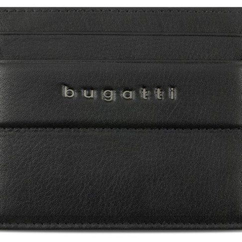 Портмоне для кредитных карт BUGATTI НОМ | NOME, с защитой данных RFID, черное, натуральная воловья кожа, 10,2х0,3х8,2 см