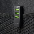 АЗУ 1 USB + 3 USB для пассажиров, QC 3.0, 7А, алюминий, графит, Deppa