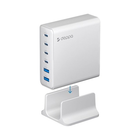 Зарядная станция 4xUSB Type-C, 2xUSB, PD, QC, 160Вт, белый, Deppa
