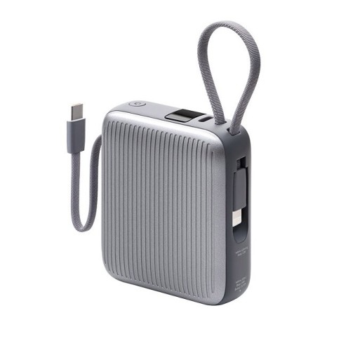 Внешний АКБ NRG Turbo Cable 10000 mAh, 22,5Вт, графит, Deppa