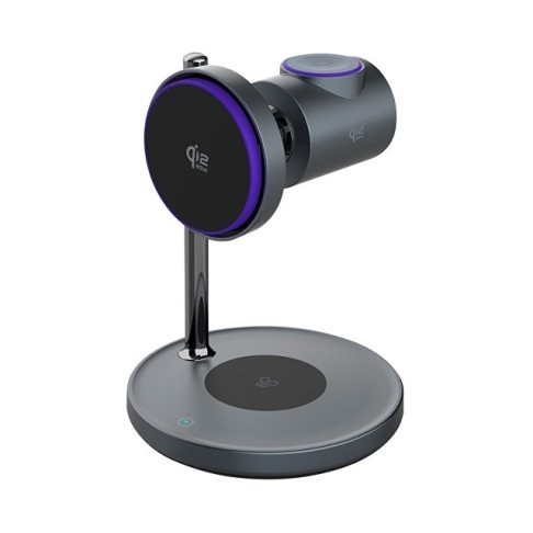 Беспроводная зарядная станция 3 в 1 QI2.2 Max Power, Серая, Deppa Беспроводная зарядная станция 3 в 1 QI2.2 Max Power, Серая, Deppa
