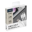 Дата-кабель 3 в 1: micro USB, USB-C, Ligthning, 1.2м, белый, Deppa Дата-кабель 3 в 1: micro USB, USB-C, Ligthning, 1.2м, белый, Deppa