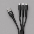 Дата-кабель Armor 3 в 1: micro USB, USB-C, Ligthning, 1.2м, черный, Deppa