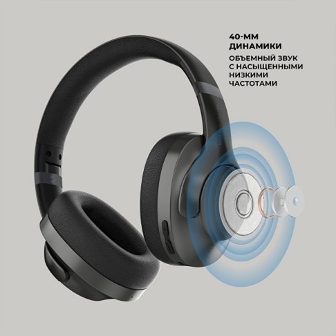 Беспроводные накладные наушники Stereo Ultra ANC, BT 5.4, ANC/ENC, 500мАч, черный, Deppa