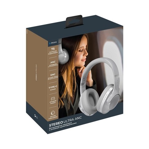 Беспроводные накладные наушники Stereo Ultra ANC, BT 5.4, ANC/ENC, 500мАч, серебристый, Deppa Беспроводные накладные наушники Stereo Ultra ANC, BT 5.4, ANC/ENC, 500мАч, серебристый, Deppa