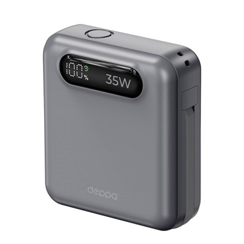 Внешний АКБ NRG Turbo Cable 10000 mAh, 35Вт, графит, Deppa