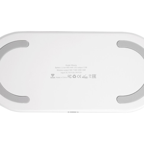 Ночник с беспроводной зарядкой и RGB подсветкой «Miracle», 15 Вт (белый)