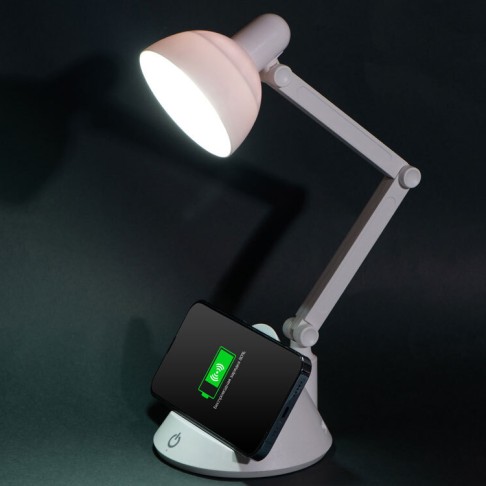 Настольный светильник с функцией беспроводной зарядки «Bendy» (белый)