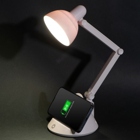 Настольный светильник с функцией беспроводной зарядки «Bendy» (белый)